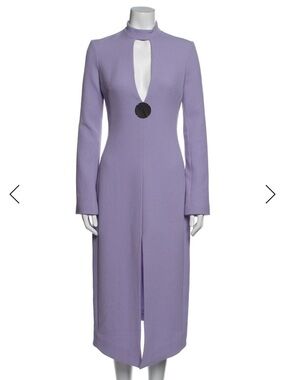 David Koma NWT Long-Sleeve Lavender Midi Dress with Keyhole and Disc Detail